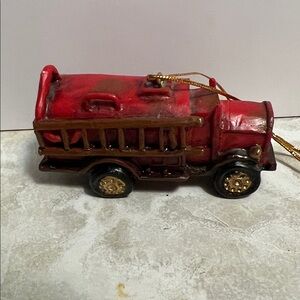 Vintage style Fireman truck Christmas tree ornament